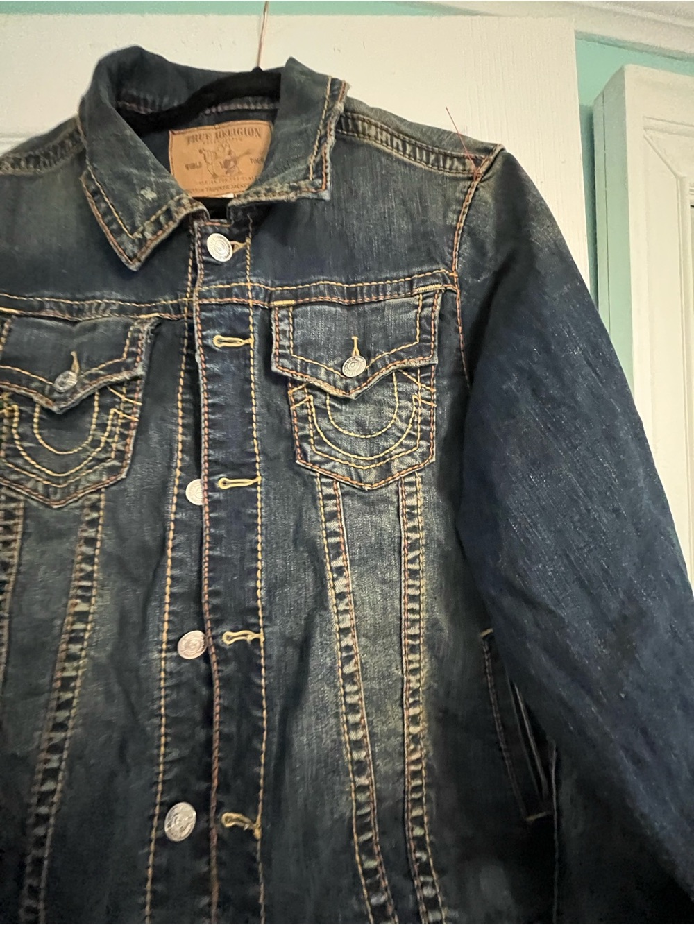 True Religion Dark Blue Denim Trucker Jacket - Picture 4 of 7